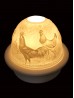 Porcelain Rooster Candle Dome Light w/Candle Plate